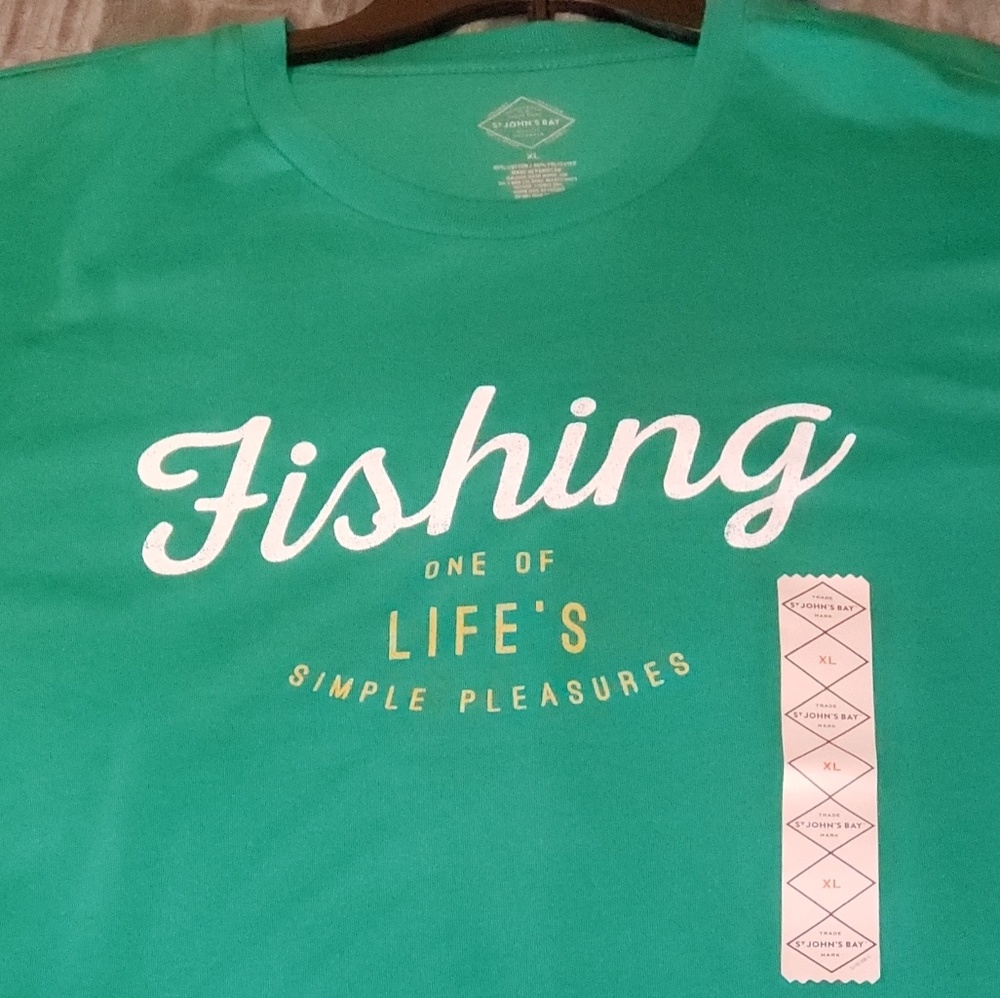 Green XL Fishing mens Tshirt